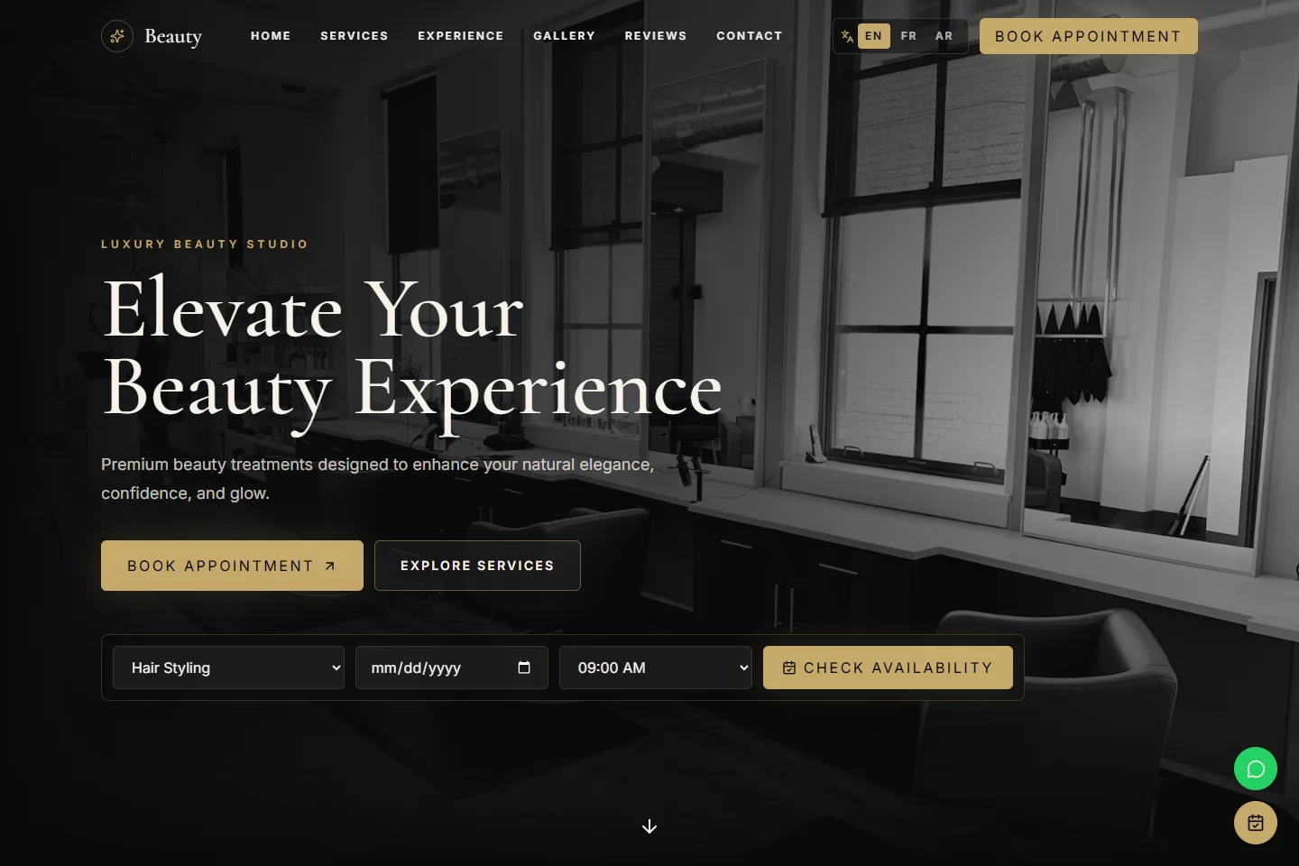 Aperçu du site Beauty Studio